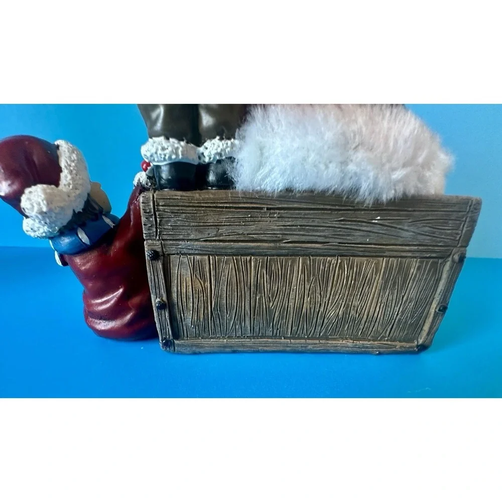 Vintage Santa Figurine Girls Bear Gift‎ Box Christmas